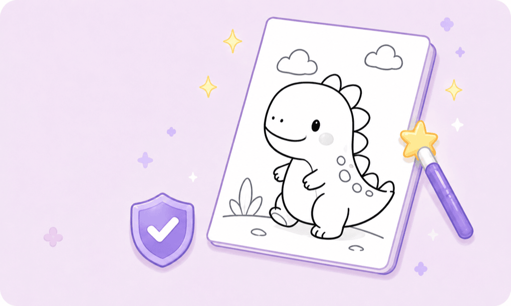 The dinosaur a child described, turned into a safe coloring page